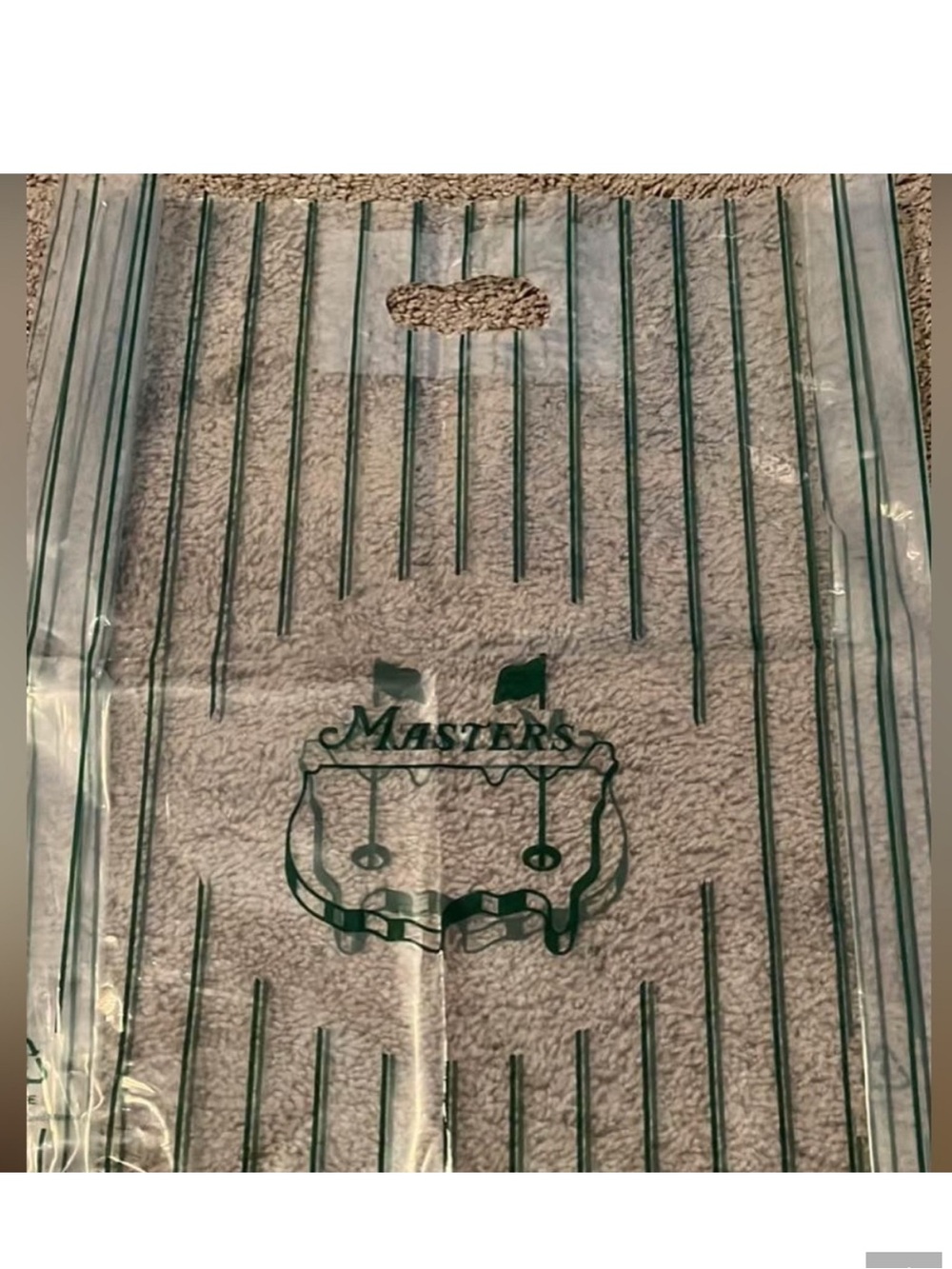 Masters Green and White Striped plastic  Bag